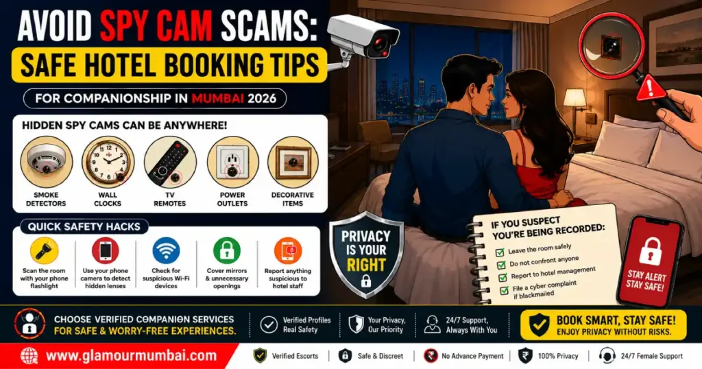 Safe hotel booking guide for escort service in Mumbai to prevent hidden camera and blackmail scams.