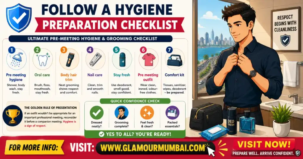 First-time escort meeting hygiene preparation checklist in Mumbai